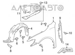 Front right fender liner Acura TLX 15-