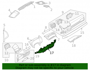 Mitsubishi Outlander 22-25 black lower center dashboard trim