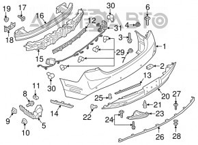 Lincoln MKZ 13-20 right rear bumper reflector, side marker, broken mount