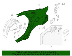 Quarter wing rear left Lincoln MKZ 13-20 graphite