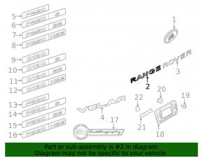 Land Rover Range Rover Velar 18-23 Graphite Luggage Door RANGE Emblem