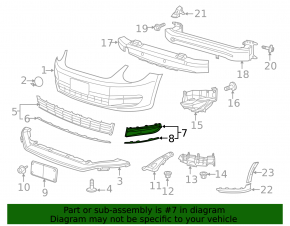 Front Bumper Grille Right VW Beetle 12-16