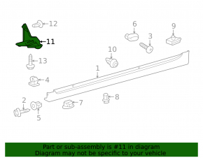 Rear left threshold mudguard Toyota Prius 30 10-15
