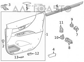 Door trim card front right Toyota Venza 23 - leather, black-gray, wood insert, scratches