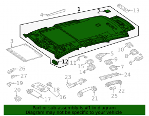 Mercedes W167 GLE 350 450 22-24 headliner for sunroof, black, needs cleaning, oxidized wiring connectors