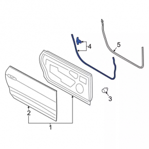 Front right door seal for Ford Mustang mk6 15-23