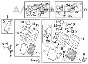 Backrest of the rear row of seats left Mazda 6 13-21 leather black