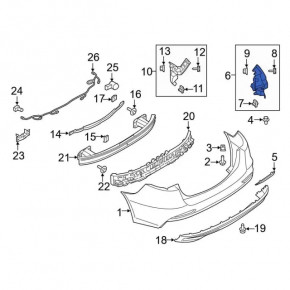 Rear bumper mount left inner Ford Fusion mk5 19-20
