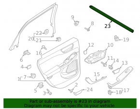 Glass seal inside rear left door Ford Escape MK4 20 -