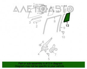 Door glass seal triangle rear right Toyota Highlander 08-13