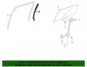 Rear left door glass guide Honda Accord 23-