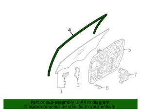 Front left glass seal for Hyundai Sonata 15-19