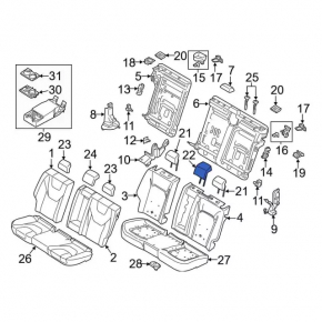 Headrest rear center Lincoln MKZ 13-16 leather black