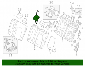 Headrest rear center Lincoln MKZ 13-16 leather black