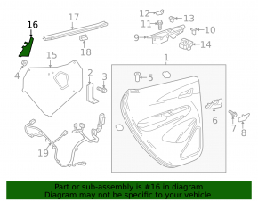 Door plug triangle inner rear left Chevrolet Bolt 17-21 dark gray