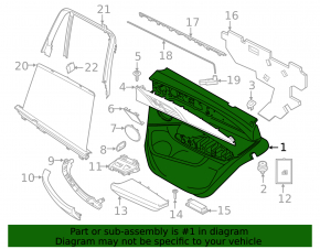 Door trim panel rear left BMW X3 G01 18-24 leather black, under the curtain