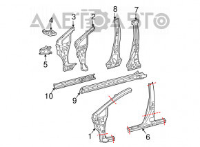 Body threshold metal with front pillar left Toyota Prius 30 10-13