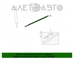 Door-glass molding, center rear right, Suzuki Kizashi 10-15