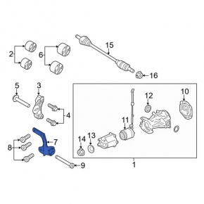 Rear differential gearbox bracket rear left Ford Explorer 12-19