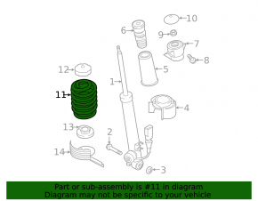 Rear left spring for Audi A6 C7 12-18, stiffness: 1 blue, 1 gray, 1 green