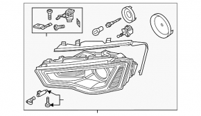 Headlight front right bare Audi A4 B8 13-16 rest xenon