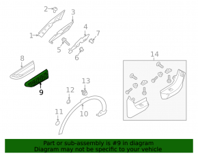 Front right fender lining Land Rover Discovery Sport 17-19 dark atlas