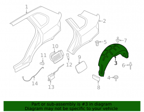 Rear left mudguard BMW X5 F15 14-18 SIGNEDA