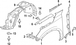 Front right fender liner for Nissan Pathfinder 22-25