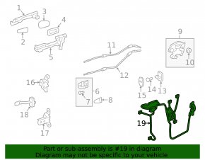 Rear right door wiring Lexus ES300h ES350 13-18