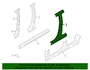 Mitsubishi Outlander 22-25 body center left pillar on the body