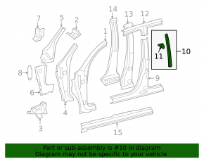 Door seal on the central pillar left Toyota Sequoia 08-16