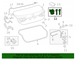 Lexus ES 19-26 trunk lid lock cylinder without key