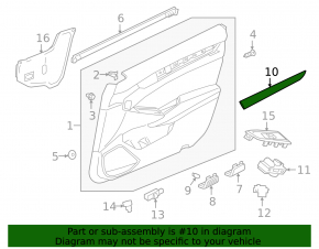 Front right door trim molding for Honda Accord 18-22, wood grain, with chrome