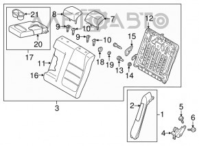 Rear row side panel left Mazda 6 13-21 leather black