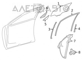 The front left glass seal of Lexus UX 19-26 is torn