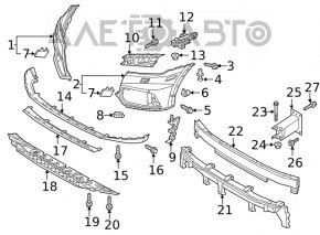 Audi Q5 80A 18-20 front bumper lip trim, gray, scratches, dents