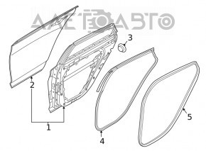 The rear right door seal of a Hyundai Sonata 20-22 has a torn fastening.