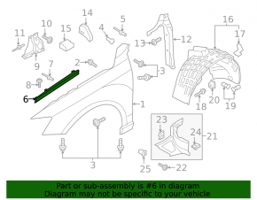 Left hood-wing seal for Audi Q3 15-18