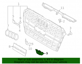 Parking sensor bracket in the radiator grille, right, Audi A5 F5 19-19, matte chrome