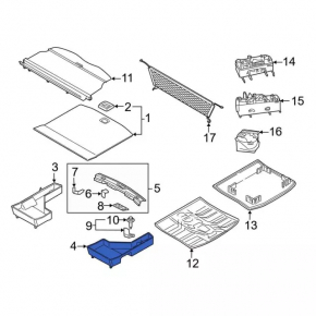 Left Ford Edge 15-24 trunk tray, foam