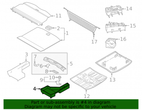 Left Ford Edge 15-24 trunk tray, foam