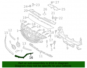 Radiator grille molding lower left Mazda 6 13-17