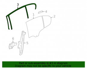 Rear left glass seal BMW 3 F30 4d 12-18