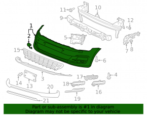 Bare front bumper VW Golf 15-17 without parking sensor