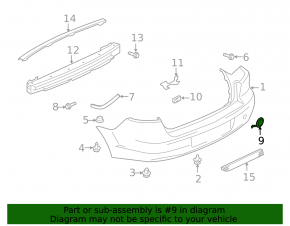Mitsubishi Lancer 10-15 rear bumper tow hook cap, grey