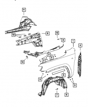 Wing seal door-wing right Jeep Grand Cherokee WK2 11-21