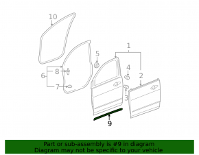Door molding lower front left Acura MDX 07-13