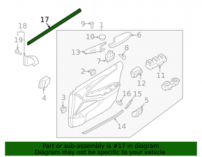 Inner glass seal for front left door Hyundai Sonata 11-15