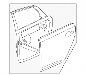 Door bare rear right Chevrolet Impala 14-20 without molding, black GBA, dented