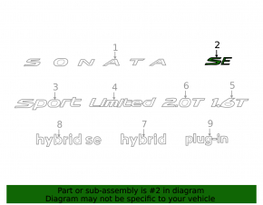 Emblem inscription SE trunk lid Hyundai Sonata 18-19